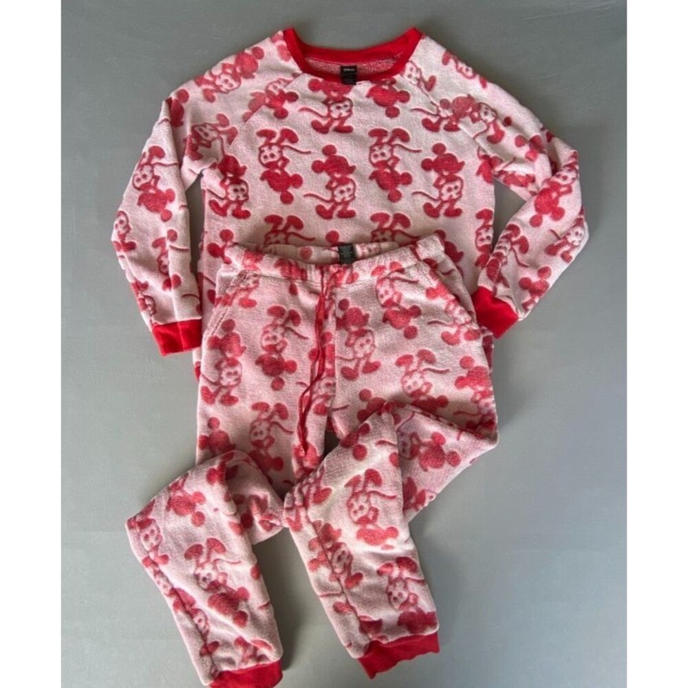 Disney Mickey Mouse Women's Small Fleece Pajama Set Red Costco Soft Cozy 2021